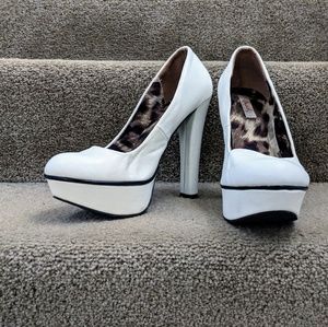New 4 inch White Leather Heels